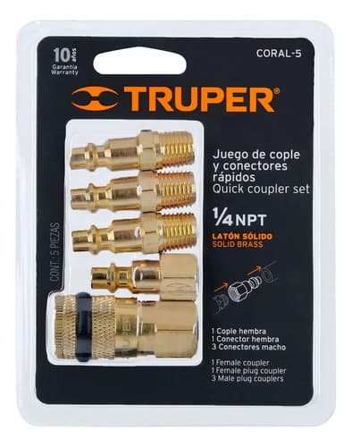 Juego 4 Conectores Y 1 Cople Compresor Aire Truper 19081