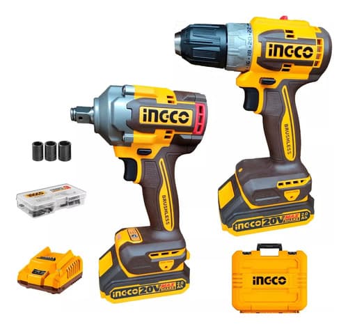 Kit Llave Impacto 400nm + Atornillador + Potencia C 2bat + Malt Color Naranja Claro 20 V