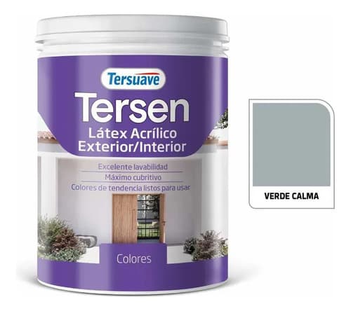 Pintura Latex Interior Ext. Tersuave Tersen Mate 1lt Colores Verde Calma Mate
