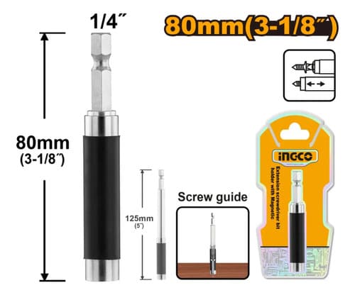 Adaptador Magnético Ingco De 1/4  Con Guía Retráctil Para Taladro Y Destornillador