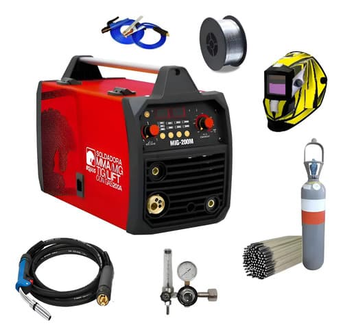 Soldadora Mig Mag Mma Tig 4en1 Flux 200a Equus + Combo Rojo