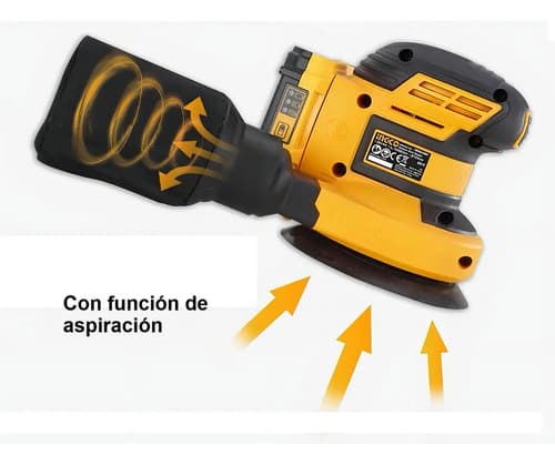 Ingco Lijadora Rotorbital Inalambrica Ionlitio 20v 10000rpm Color Amarillo