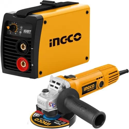 Kit Herrero Amoladora 4½+ Soldadora Inverter Ingco 130amp Ff Amarillo 60hz