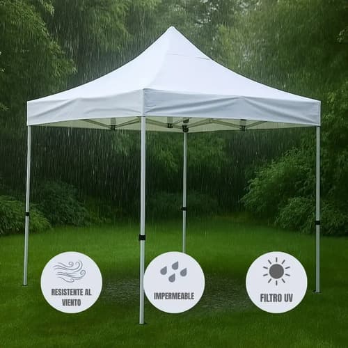 Gazebo Plegable Impermeable 3x3 Metros Estructura Unilux Color Blanco Fácil De Armar