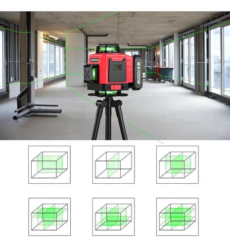 Nivel Láser Rotativo 360 Weidow Verde Autonivelante Con Imán Batería