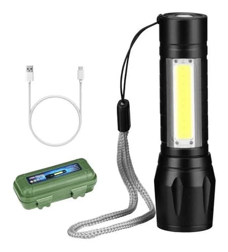 Linterna Recargable Camping Pesca Taller Lampara Foco Color De La Linterna Negro Color De La Luz Blanca Blanco