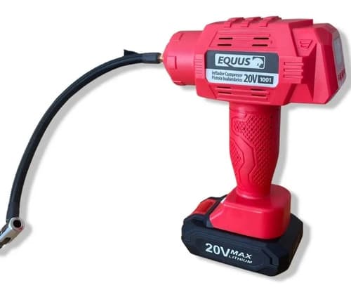 Inflador Compresor Pistola Inalámbrico Equus Equus Color Rojo