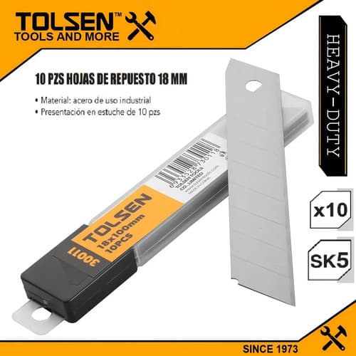 Repuesto Cutter Cortante Blister X 10 Hojas Tolsen 30011