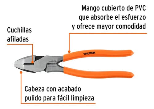 Alicate Pinza Universal Mango Alto Antideslizante 8'' Truper