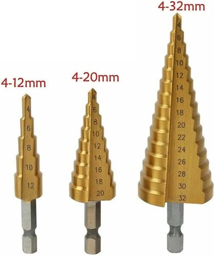 Set 3 Broca Conica Escalonada 4 A 32 Mm Paso A Paso