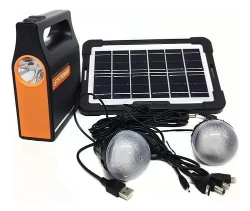 Camping Kit Luz De Emergencia Recargable Solar Negro