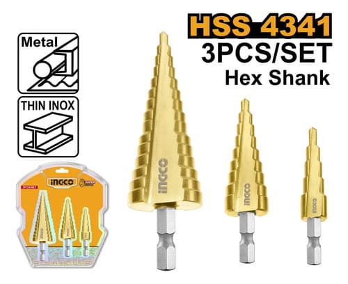 Set X3 Mechas Conicas Hss4341 Ingco Aksds80402