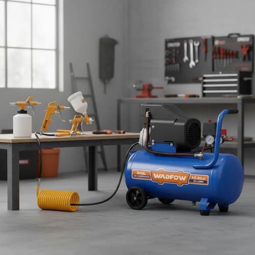 Compresor De Aire Ingco 50 Litros 2.5hp + Kit 5 Piezas Anaranjado 220v Monofásica