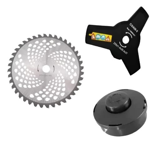 Carretel + Disco Dentado + Cuchilla Para Desmalezadora Negro