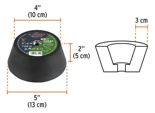 Copa Desbaste Piedra 5'' Grano 60 Ent. M14 Truper 13793