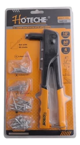 Remachadora Manual 10,5 + Remaches 60 Pcs Hoteche 160105 Cantidad De Boquillas 3