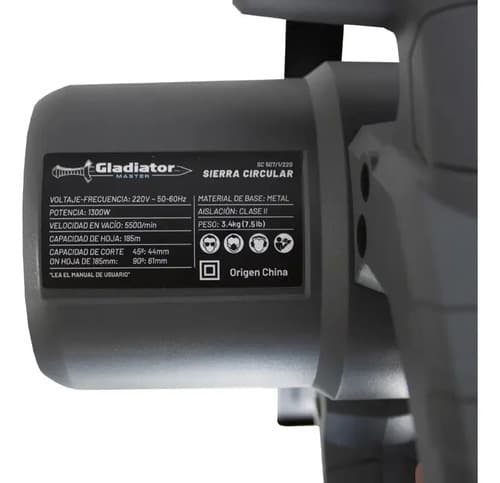 Sierra Circular Gladiator De 185mm 1200watts Plateado