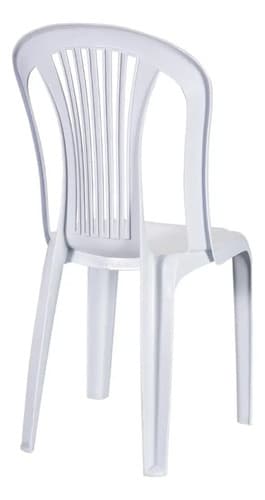 Silla Plástico Apilable Tushop Exterior Blanco Hueso Respaldo Alto