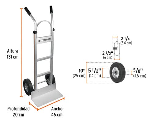 Diablo De Carga De Aluminio 300 Kg Ruedas Imponchables