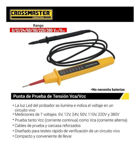 Punta Prueba De Tensión 6v 380v Vca Vcc Crossmaster 9936595