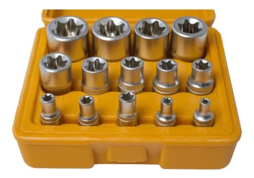 Juego De Dados Llaves De Vaso Torx 14 Pz Con Estuche Hoteche
