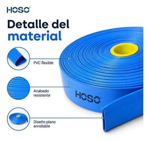 Manguera Pvc Plana 2 Pulgadas 6 Bar 100metros Motobomba Azul Azul