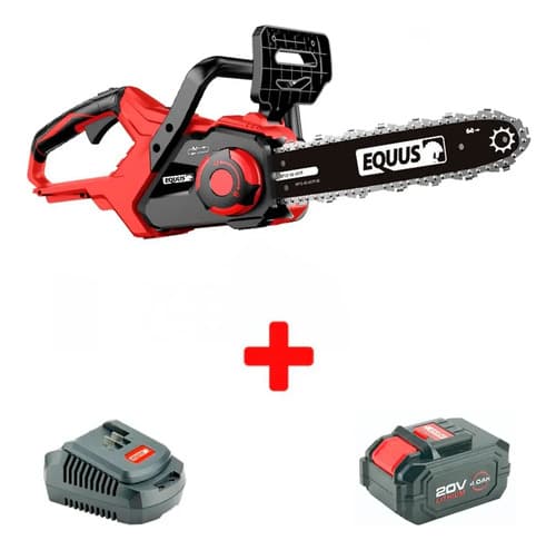 Motosierra Inalámbrica Equus 12 20v Con Bateria Y Cargador Rojo 50/60