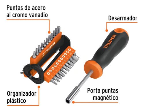 Destonillador + Juego 33 Puntas Truper 13595