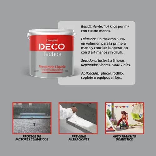 Membrana Liquida Deco Techos 20+4 Kg Tersuave Varios Mate