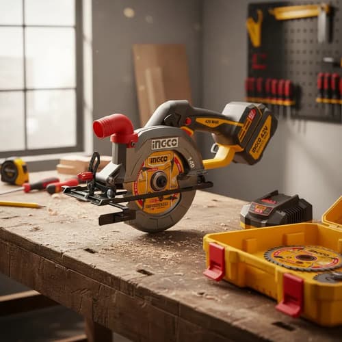 Sierra Circular A Bateria 42v 140mm + 2bat Ingco Csli4214012 Naranja Claro 42v
