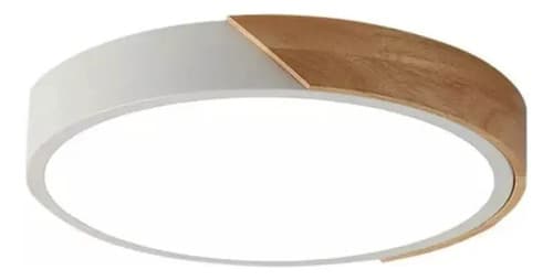 Plafón Led Redondo Techo Välk 72w Diseño Wood White 47cm Incluye Focos