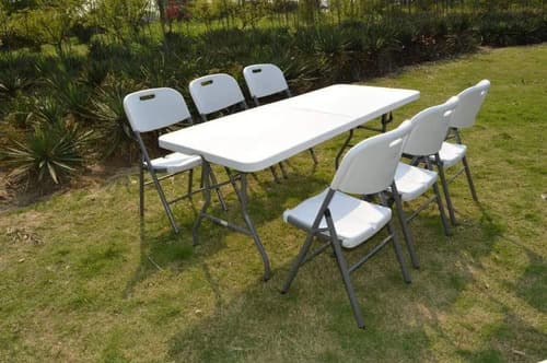 Silla Plegable De Metal Y Pvc Blanca Blanco