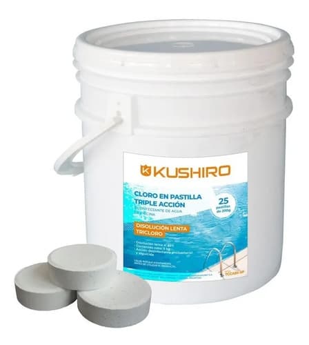 Pastilla Cloro 200grs Triple Acción Pileta Piscina Balde 5kg