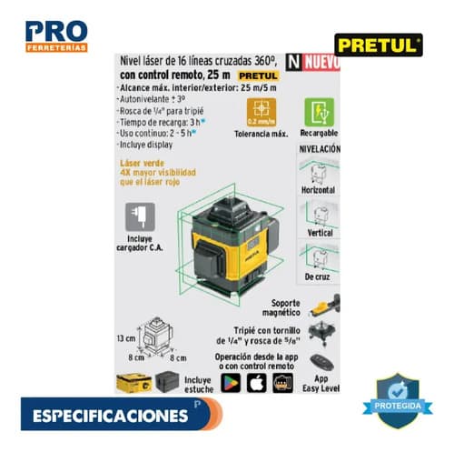 Nivel Láser Truper Nl16 Verde Carcasa Amarilla Pretul