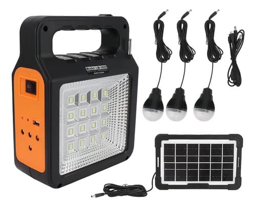 Linterna Frontal Led Purare Technologic Con Panel Solar Y Radio Mp3, Para Camping Blanco