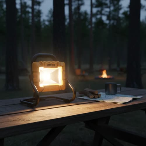 Farol Foco Led 20v Portatil C/bat 4.0a. + Cargador 20v Ingco Amarillo