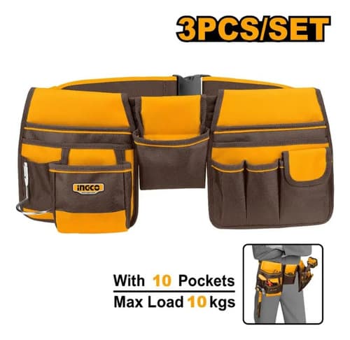 Bolso Mochila Chaleco Cartuchera Porta Herramientas Ingco Color Amarillo Con Marron Amarillo Y Marron