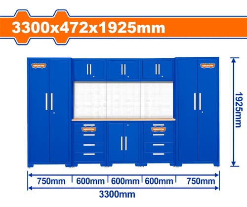 Gabinete Mod Trabajo 3300x472x1925mm Wadfow Wcs3a08 Azul