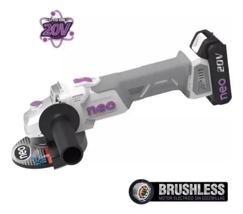 Amoladora Angular Inalambrica Neo Brushless C/ Bateria Gris 50hz