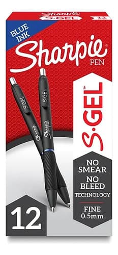 Pack De Bolígrafos Sharpie S-gel Azul De Punta Ultrafina (12 Unidades) Negro