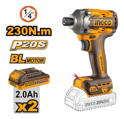 Atornillador De Impacto A Batería Ingco Cirli2023-4 Color Naranja Frecuencia 50 Hz/ 60 Hz
