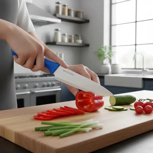 Set X 3 Cuchillos De Cocina Acero Inox Wadfow Wkk1k31 Color Azul