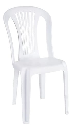 Silla Plástico Apilable Tushop Exterior Blanco Hueso Respaldo Alto