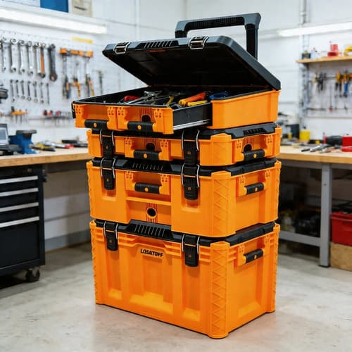 Caja Herramientas Carro Apilable Lusqtoff Naranja Naranja