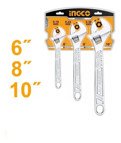 Set X 3 Llaves Francesas Super Select Ingco Hadwk031 Plateado