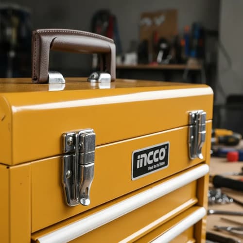 Set De 136 Herramientas De Mano En Caja Metalica Ingco Naranja Claro
