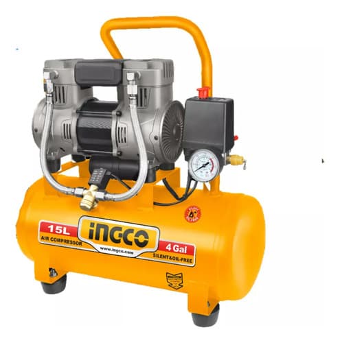 Compresor 15lt 1.5hp Libre De Aceite Bajo Ruido Ingco Acs111 Color Amarillo Fase Eléctrica Bifásica Frecuencia 50 Hz Naranja Claro