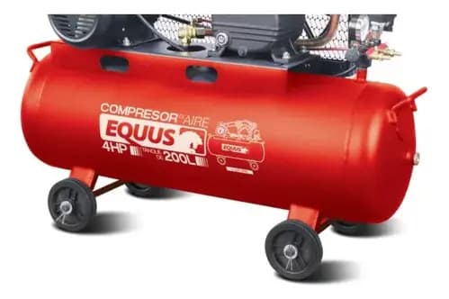Compresor 4hp Equus 200 Lts A Correa, 24 Meses Garantia Rojo 220v Monofásica