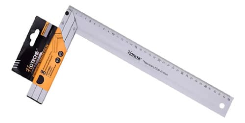 Escuadra Carpintero De Aluminio 20cm 8pLG Métrico Medicion Naranja Claro
