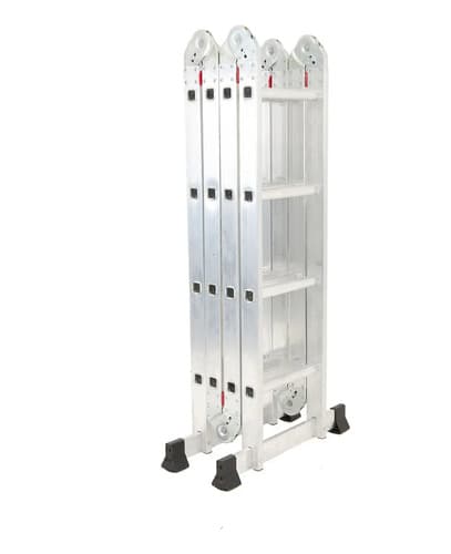 Escalera De Aluminio 4x4 Articulada 16 Escalones + Plataforma Andamio Garden Life Plateado